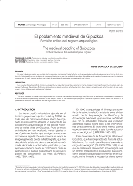 El Poblamiento Medieval De Gipuzkoa Revisión Crítica Del Registro Arqueológico