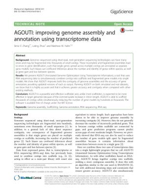 Improving Genome Assembly and Annotation Using Transcriptome Data Simo V
