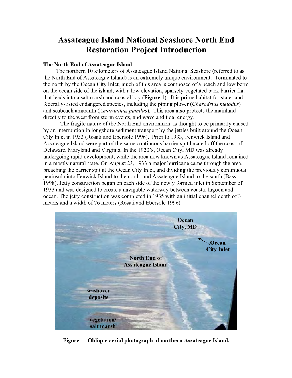 Assateague Island National Seashore North End Restoration Project Introduction