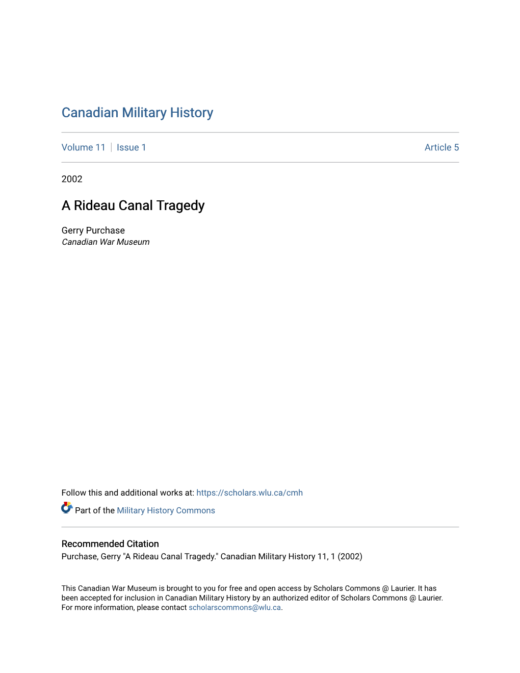 A Rideau Canal Tragedy