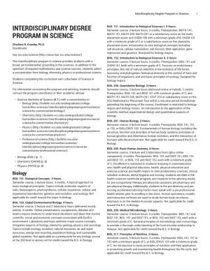 Interdisciplinary Degree Program in Science 1