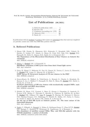 List of Publications (06/2021)