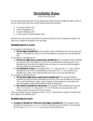 Divisibility Rules © Owl Test Prep 2015