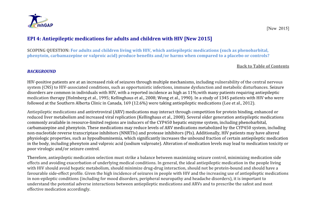 Antiepileptic Medications for Adults and Children with HIV [New 2015]