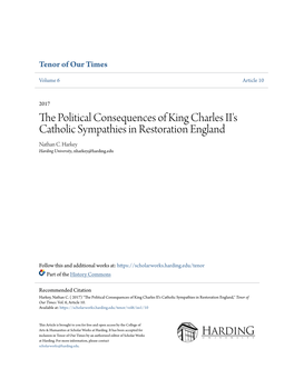 The Political Consequences of King Charles II's Catholic Sympathies In