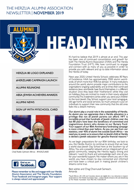 The Herzlia Alumni Association Newsletter I November 2019