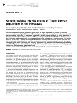 Genetic Insights Into the Origins of Tibeto-Burman Populations in the Himalayas