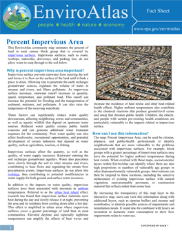 Percent Impervious Area, Enviroatlas Community Data Fact Sheet, September 2013