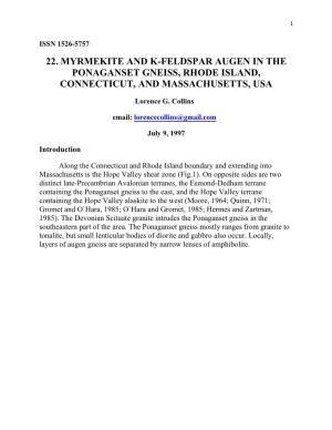 22. Myrmekite and K-Feldspar Augen in the Ponaganset Gneiss, Rhode Island, Connecticut, and Massachusetts, Usa