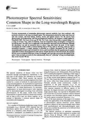 Photoreceptor Spectral Sensitivities: Common Shape in the Long-Wavelength Region T