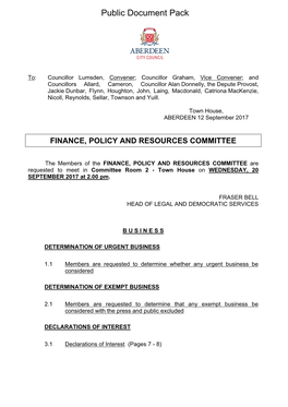 (Public Pack)Agenda Document for Finance, Policy and Resources