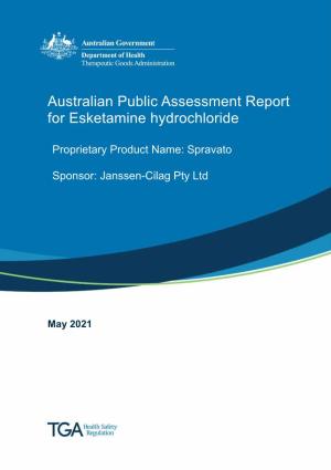 Australian Public Assessment Report for Esketamine Hydrochloride