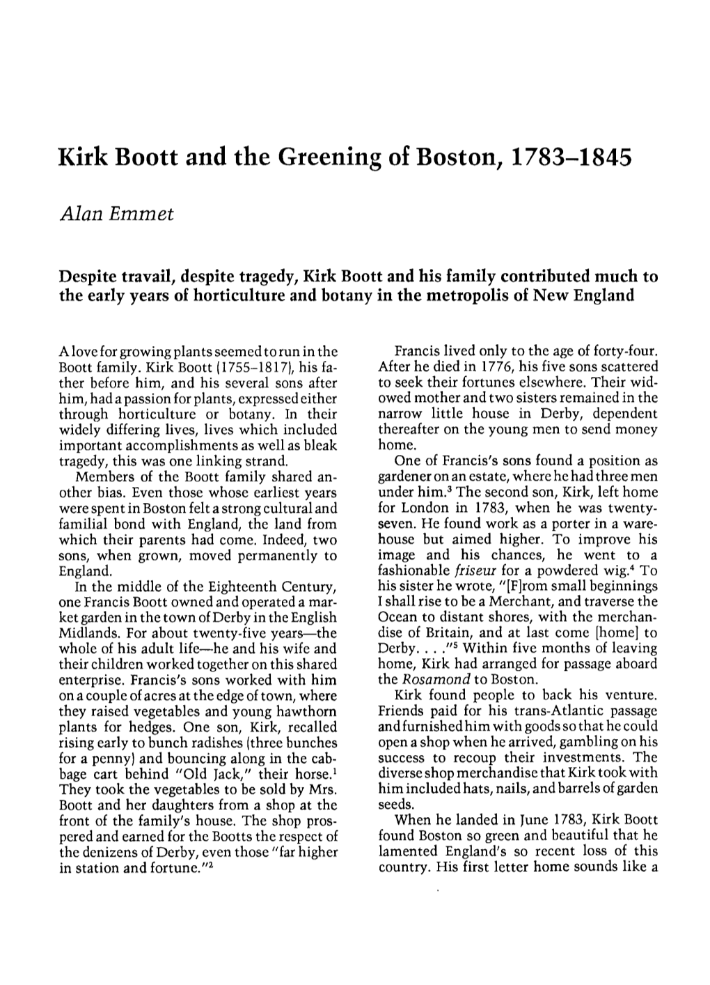 Kirk Boott and the Greening of Boston, 1783-1845
