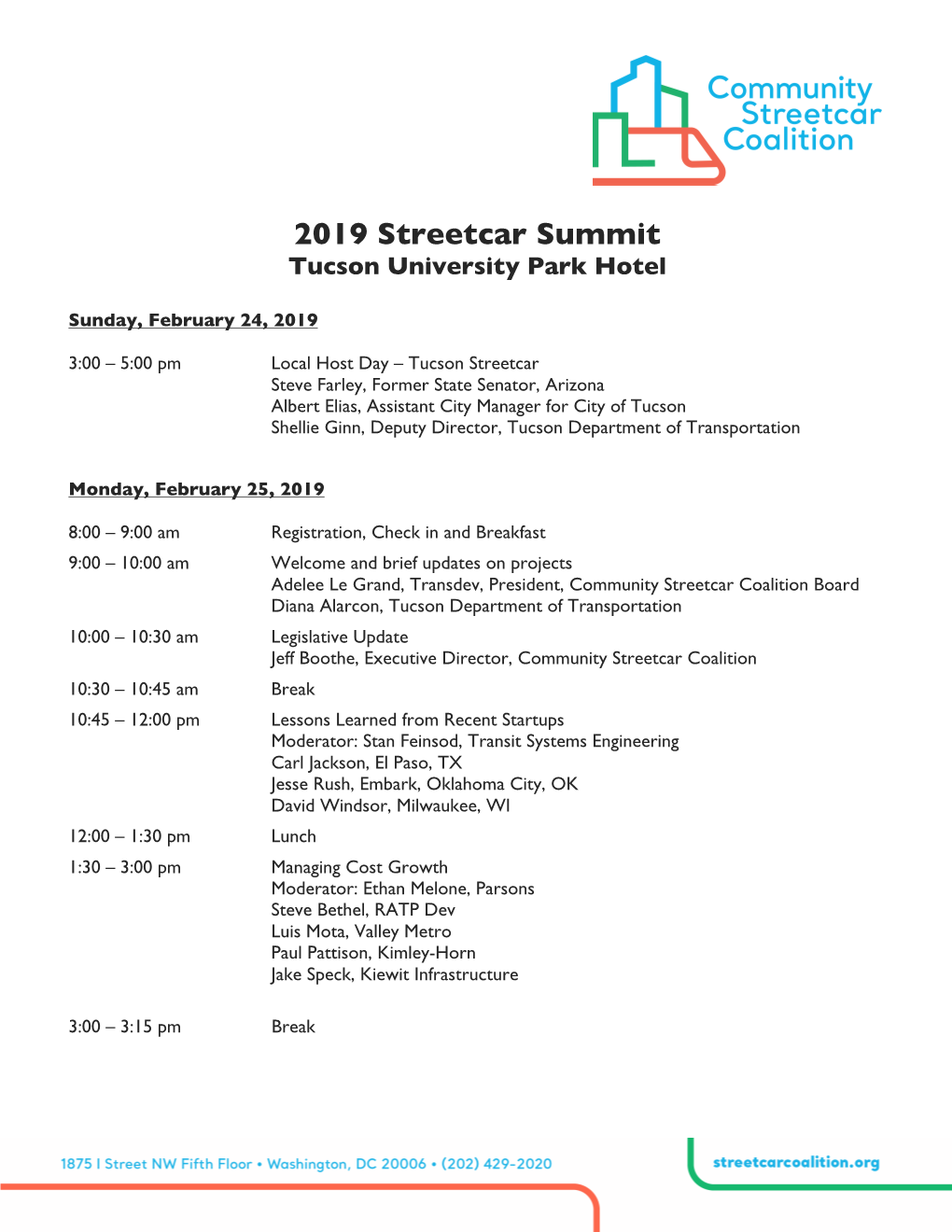 2019 Streetcar Summit Tucson University Park Hotel