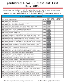 Paulmorrell.Com -- Close-Out List July 2011