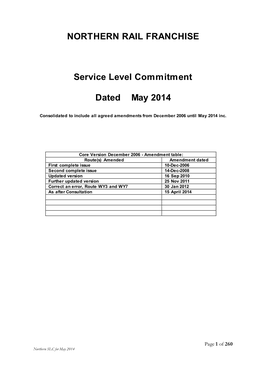 NORTHERN RAIL FRANCHISE Service Level Commitment Dated May 2014