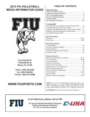 2013 Fiu Volleyball Media Information Guide