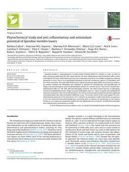 Phytochemical Study and Anti-Inflammatory and Antioxidant