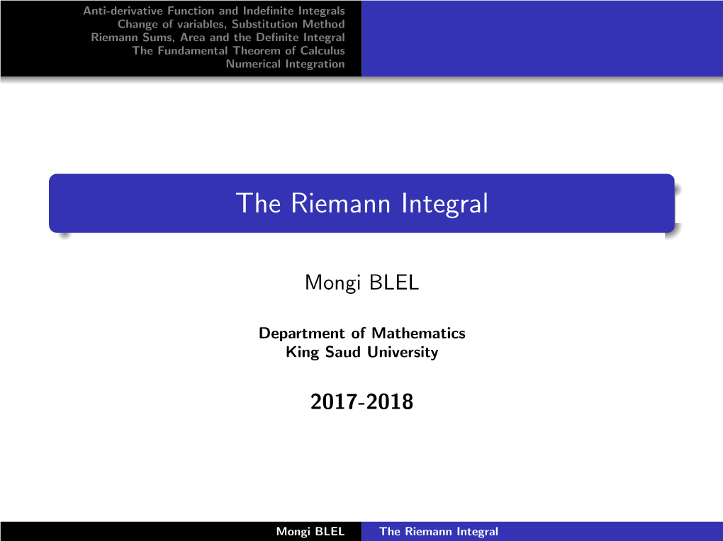 The Riemann Integral