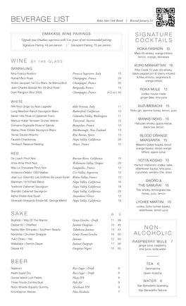 BEVERAGE LIST Roka Akor Oak Brook | Revised January 14