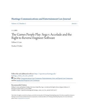 Sega V. Accolade and the Right to Reverse Engineer Software William S
