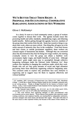 A Proposal for Occupational Cooperative Bargaining Associations of Sex Workers
