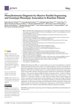 Phenylketonuria Diagnosis by Massive Parallel Sequencing and Genotype-Phenotype Association in Brazilian Patients
