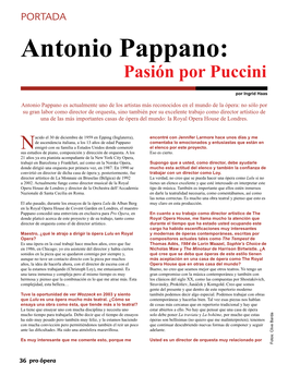 Antonio Pappano: Pasión Por Puccini