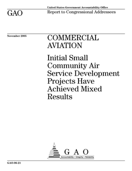 GAO-06-21 Commercial Aviation: Initial Small Community Air Service