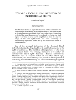 Toward a Social Pluralist Theory of Institutional Rights