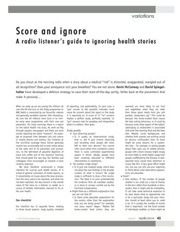 Score and Ignore: a Radio Listener's Guide to Ignoring Health Stories