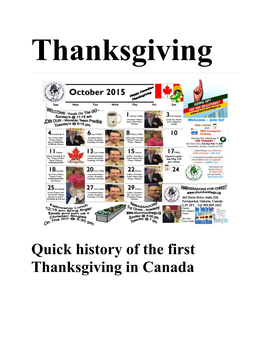 Quick History of the First Thanksgiving in Canada