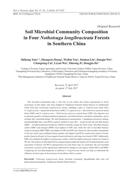 Soil Microbial Community Composition in Four Nothotsuga Longibracteata Forests in Southern China
