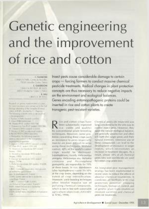 Genetic Engineering and the Improvement of Rice and Cotton