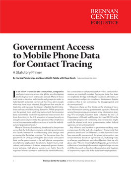 Government Access to Mobile Phone Data for Contact Tracing a Statutory Primer
