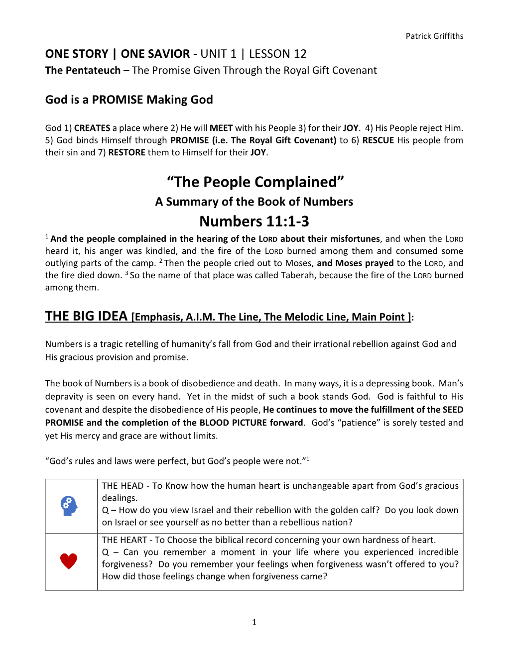 “The People Complained” Numbers 11:1-3