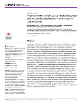 Rodent Control to Fight Lassa Fever: Evaluation and Lessons Learned from a 4-Year Study in Upper Guinea