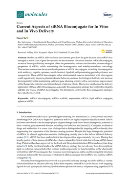 Current Aspects of Sirna Bioconjugate for in Vitro and in Vivo Delivery