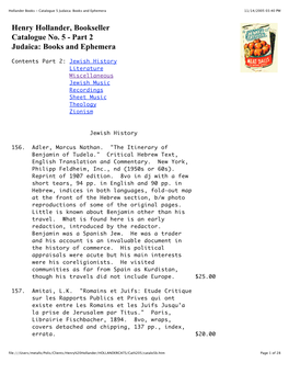 Catalogue 5 Judaica: Books and Ephemera 11/14/2005 03:40 PM