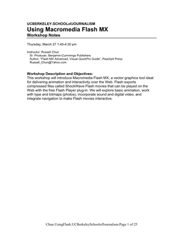 Using Macromedia Flash MX Workshop Notes