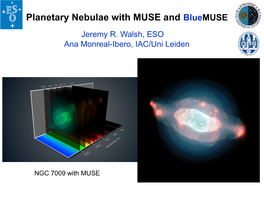 Planetary Nebulae with MUSE and Bluemuse Jeremy R