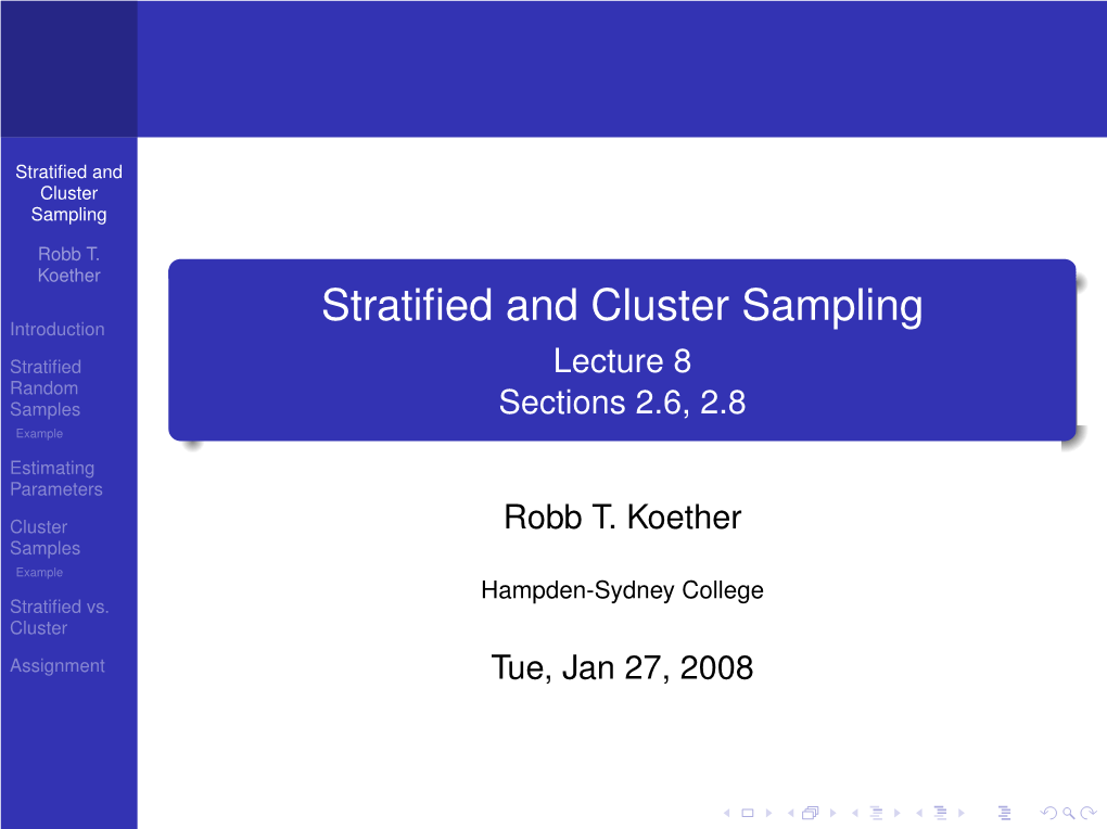 Stratified and Cluster Sampling