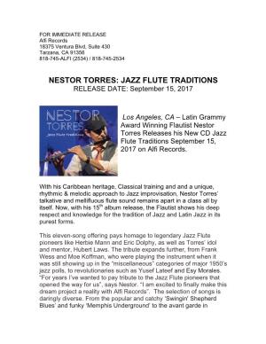 NESTOR TORRES: JAZZ FLUTE TRADITIONS RELEASE DATE: September 15, 2017