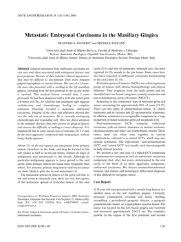 Metastatic Embryonal Carcinoma in the Maxillary Gingiva