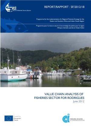 VALUE CHAIN ANALYSIS of FISHERIES SECTOR for RODRIGUES June 2012