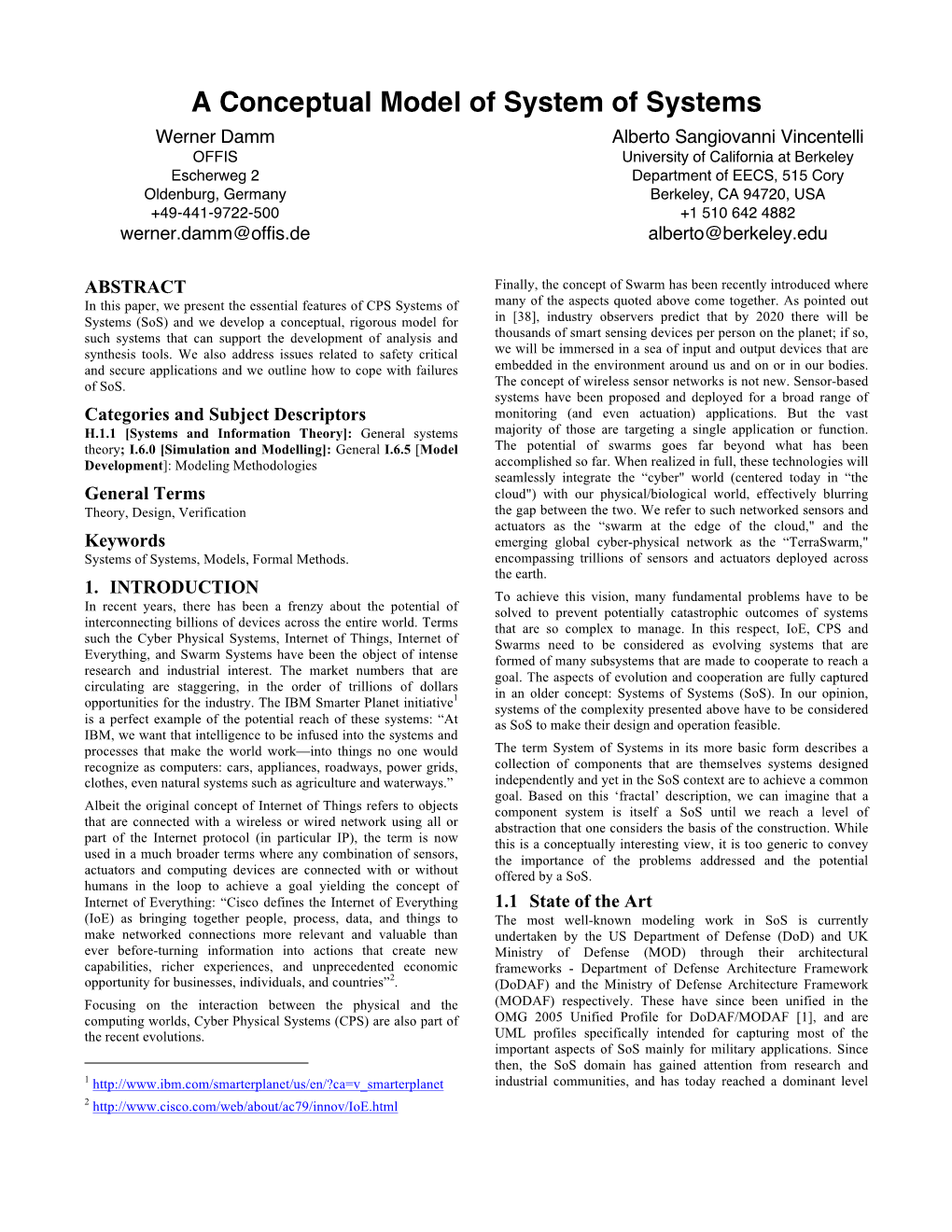 A Conceptual Model of System of Systems