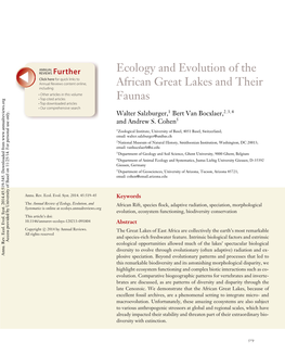 Ecology and Evolution of the African Great Lakes and Their Faunas