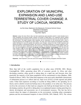 Exploration of Municipal Expansion and Land-Use Terrestrial Cover Change: a Study of Lokoja, Nigeria