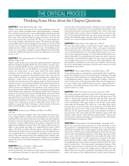 THE CRITICAL PROCESS Thinking Some More About the Chapter Questions