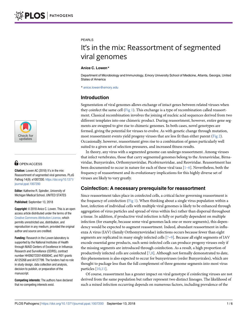 It's in the Mix: Reassortment of Segmented Viral Genomes